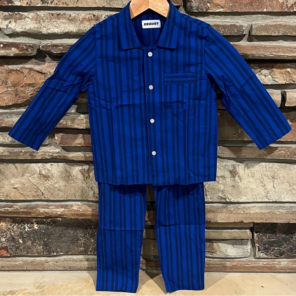 Graviet Kids Navy Striped Pajama Set 100% Cotton 5T-6T